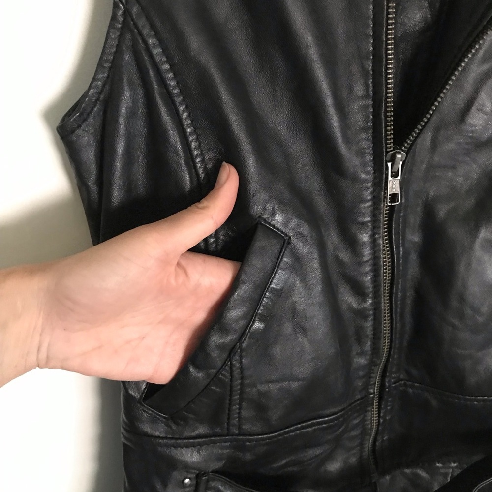 Artelier by Nicole Miller black leather moto dress - Picture 6 of 8